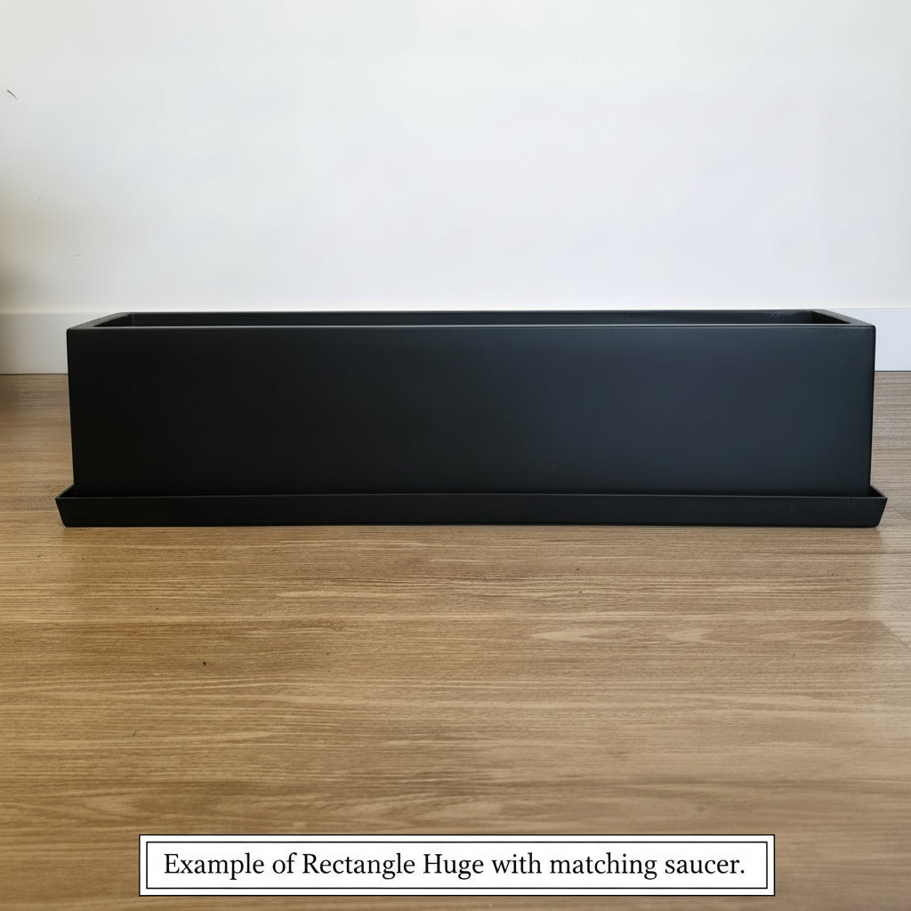 Modern Rectangle Huge Fibreglass Pot Matte Black