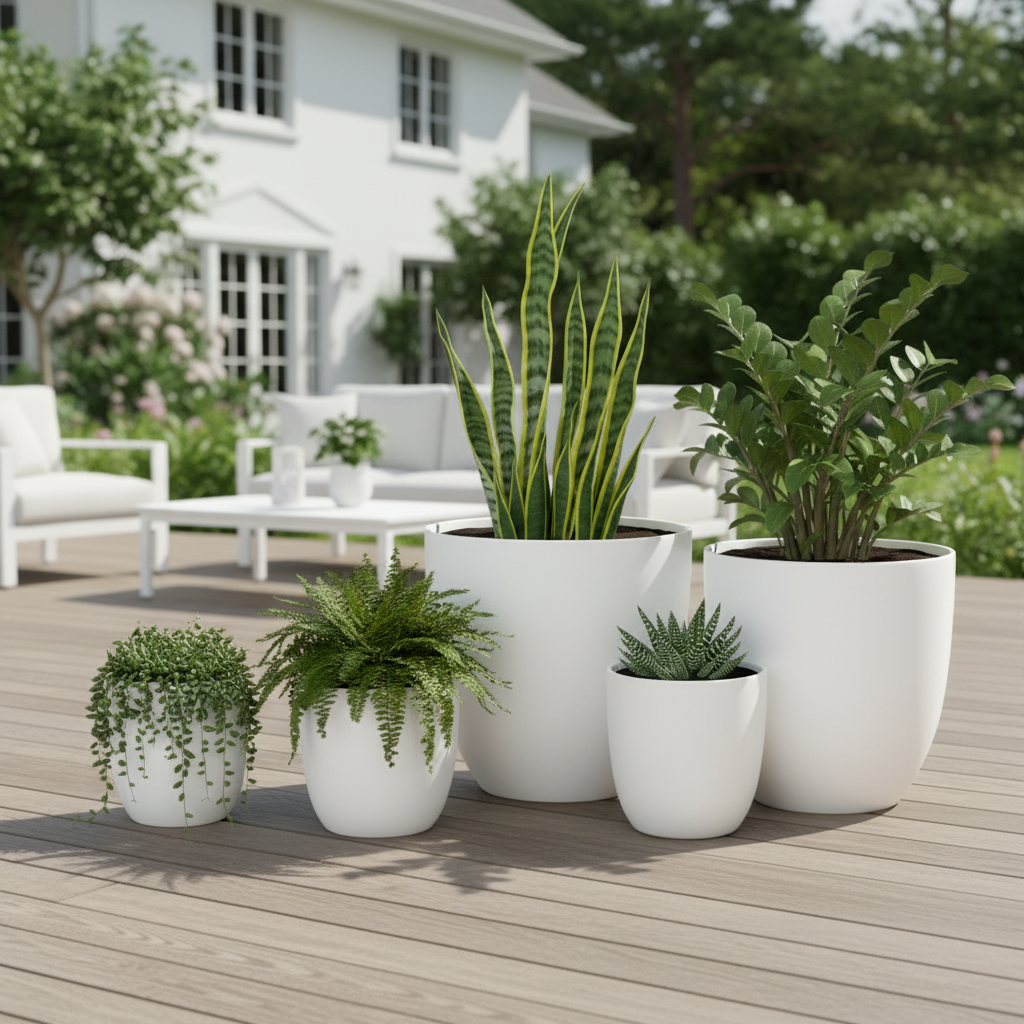 Egg Fibreglass Pot Matte White