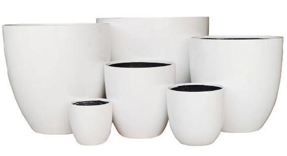Egg Fibreglass Pot Matte White