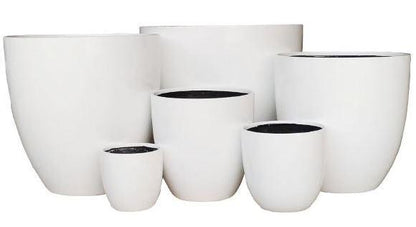 Egg Fibreglass Pot Matte White