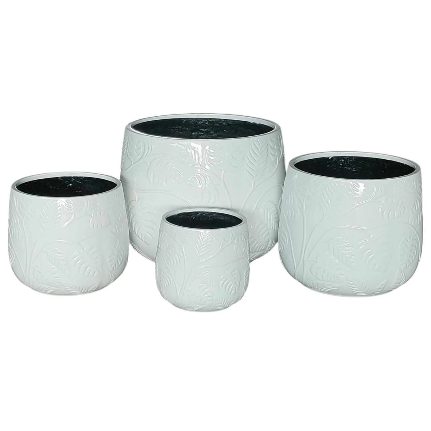 Stylish Bunge Monstera Fibreglass Pot Gloss White