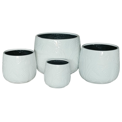 Stylish Bunge Monstera Fibreglass Pot Gloss White