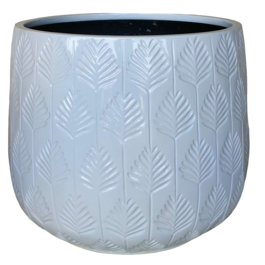 Bunge Palm Leaf Fibreglass Pot White
