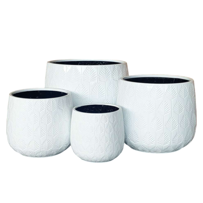 Bunge Palm Leaf Fibreglass Pot White