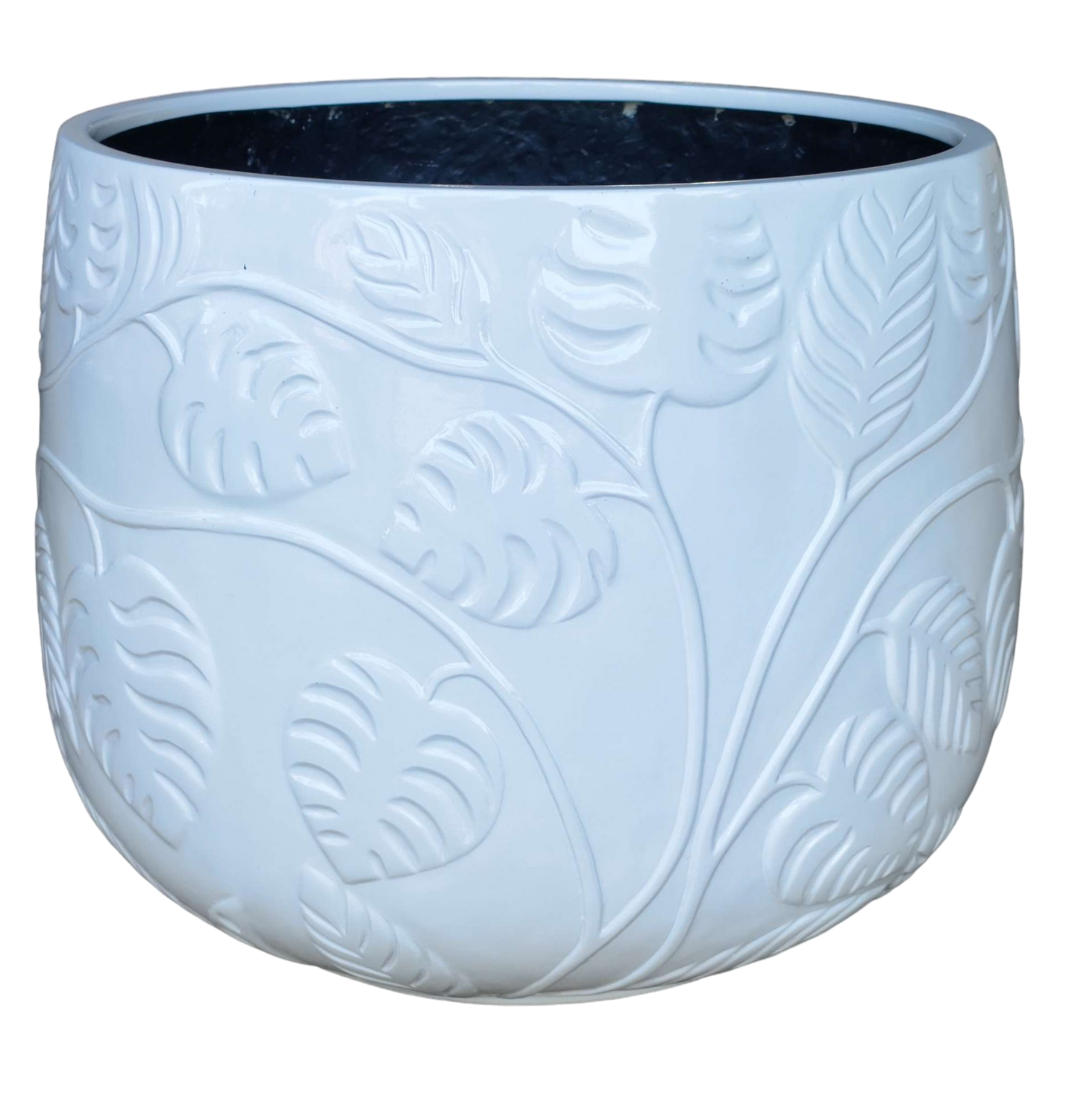 Stylish Bunge Monstera Fibreglass Pot Gloss White