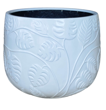 Stylish Bunge Monstera Fibreglass Pot Gloss White