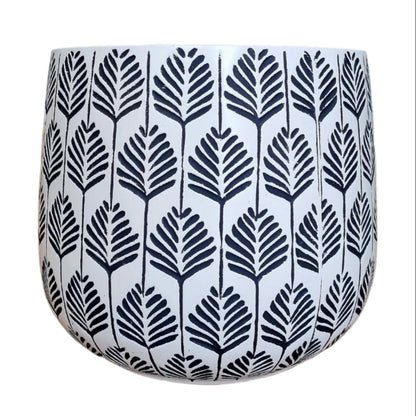 Bunge Palm Leaf Fibreglass Pot Dark Grey on White