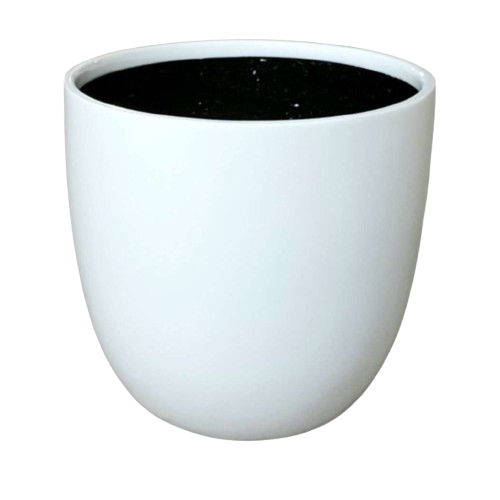 Egg Fibreglass Pot Matte White