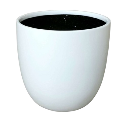Egg Fibreglass Pot Matte White