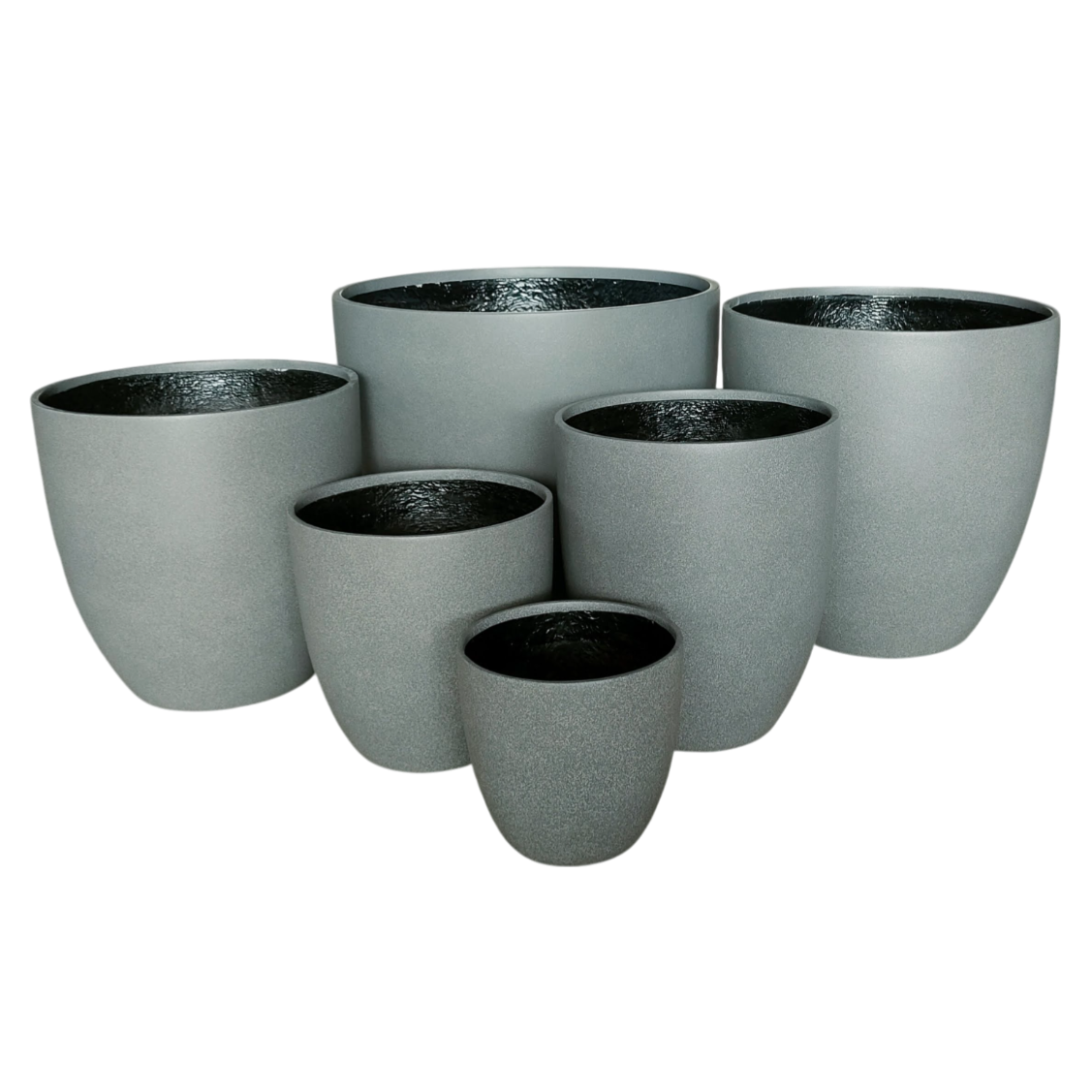 Egg Fibreglass Pot Mottled Grey