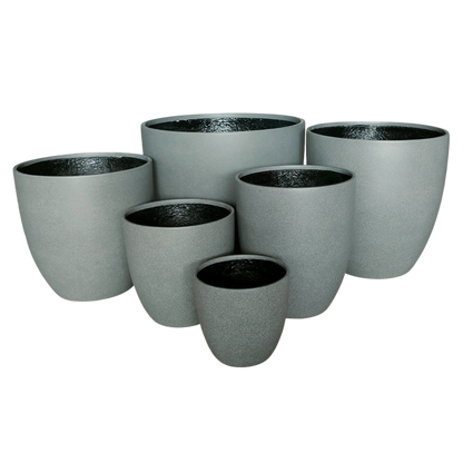 Egg Fibreglass Pot Mottled Grey