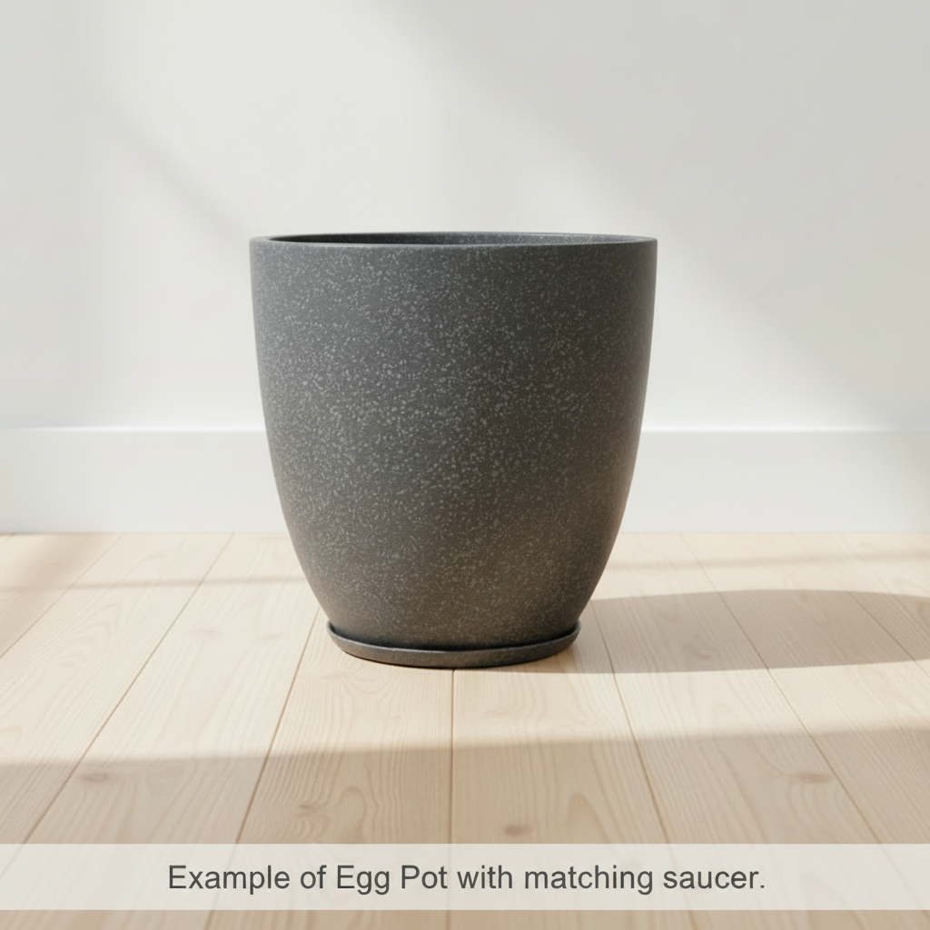 Egg Fibreglass Pot Mottled Grey