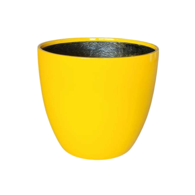 Egg Fibreglass Pot Gloss Yellow