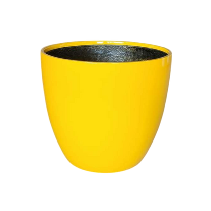 Egg Fibreglass Pot Gloss Yellow