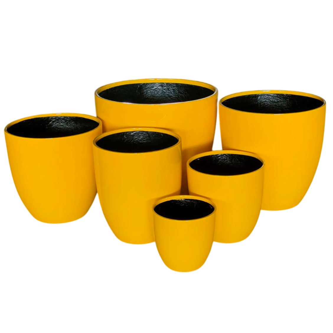 Egg Fibreglass Pot Gloss Yellow