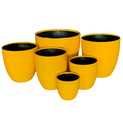 Egg Fibreglass Pot Gloss Yellow