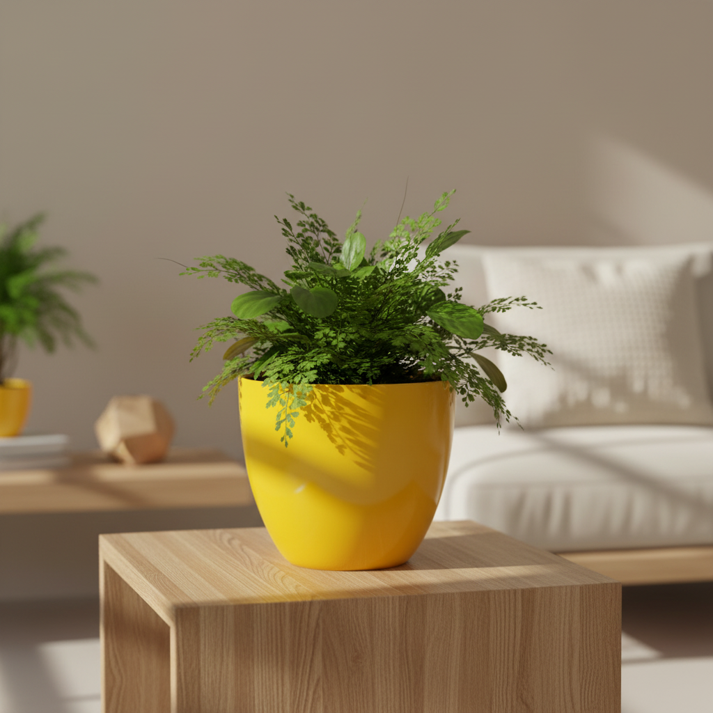Egg Fibreglass Pot Gloss Yellow