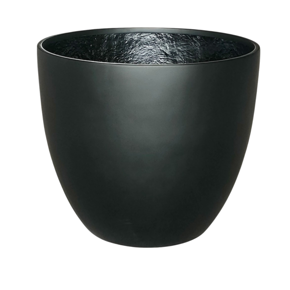 Egg Fibreglass Pot Matte Black