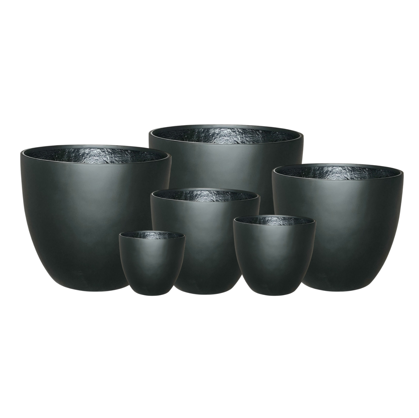 Egg Fibreglass Pot Matte Black