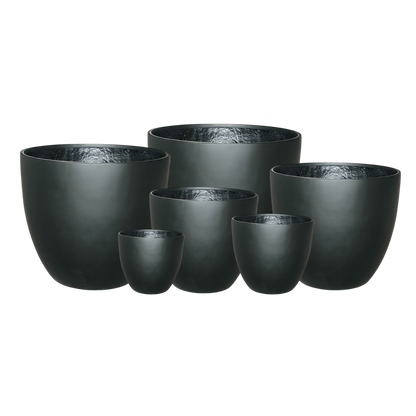 Egg Fibreglass Pot Matte Black