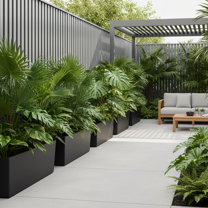 Modern Rectangle Huge Fibreglass Pot Matte Black