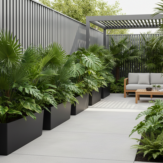 Modern Rectangle Huge Fibreglass Pot Matte Black