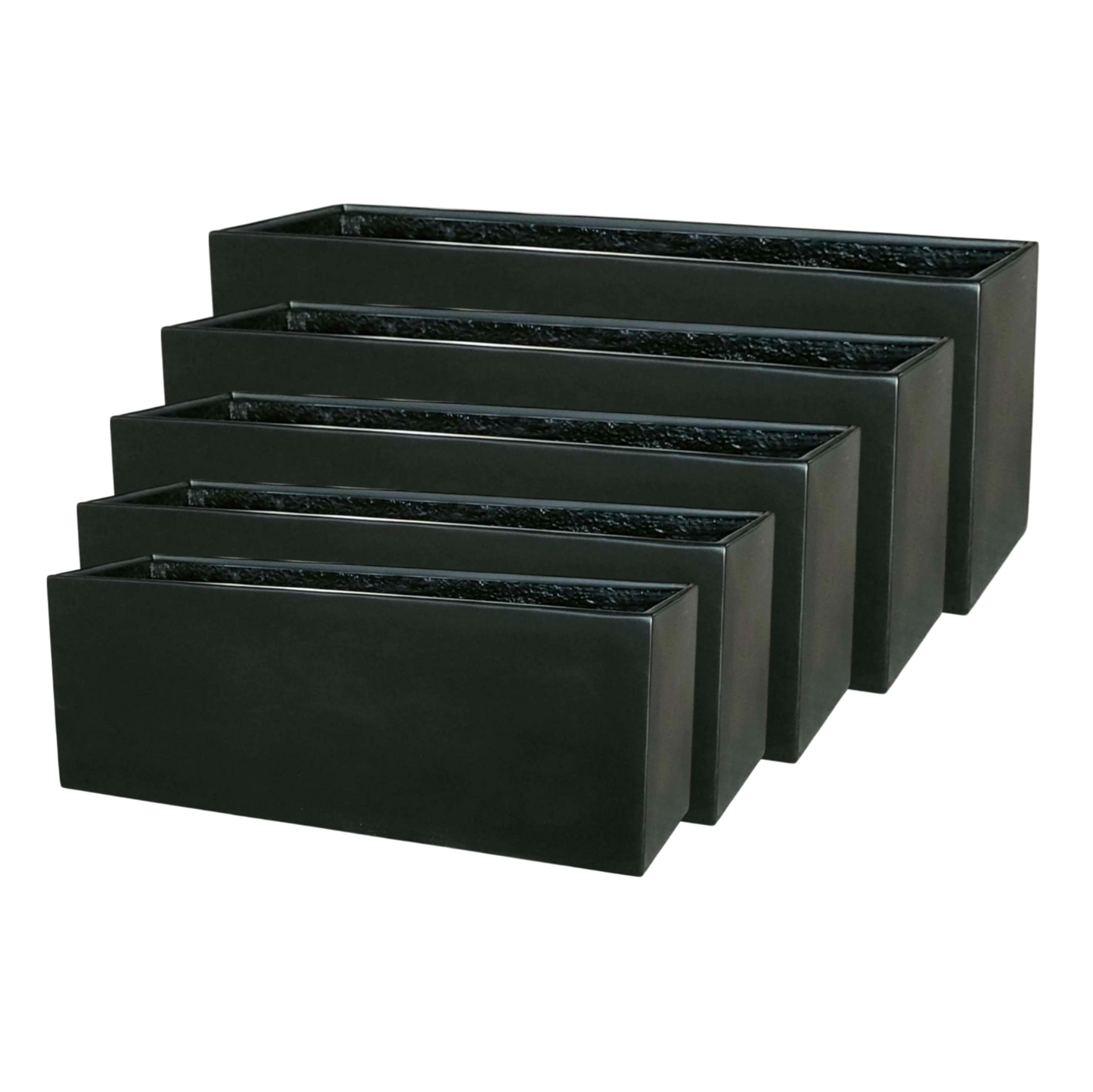 Modern Rectangle Huge Fibreglass Pot Matte Black