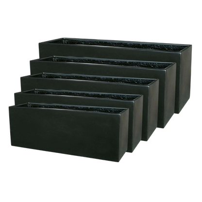 Modern Rectangle Huge Fibreglass Pot Matte Black