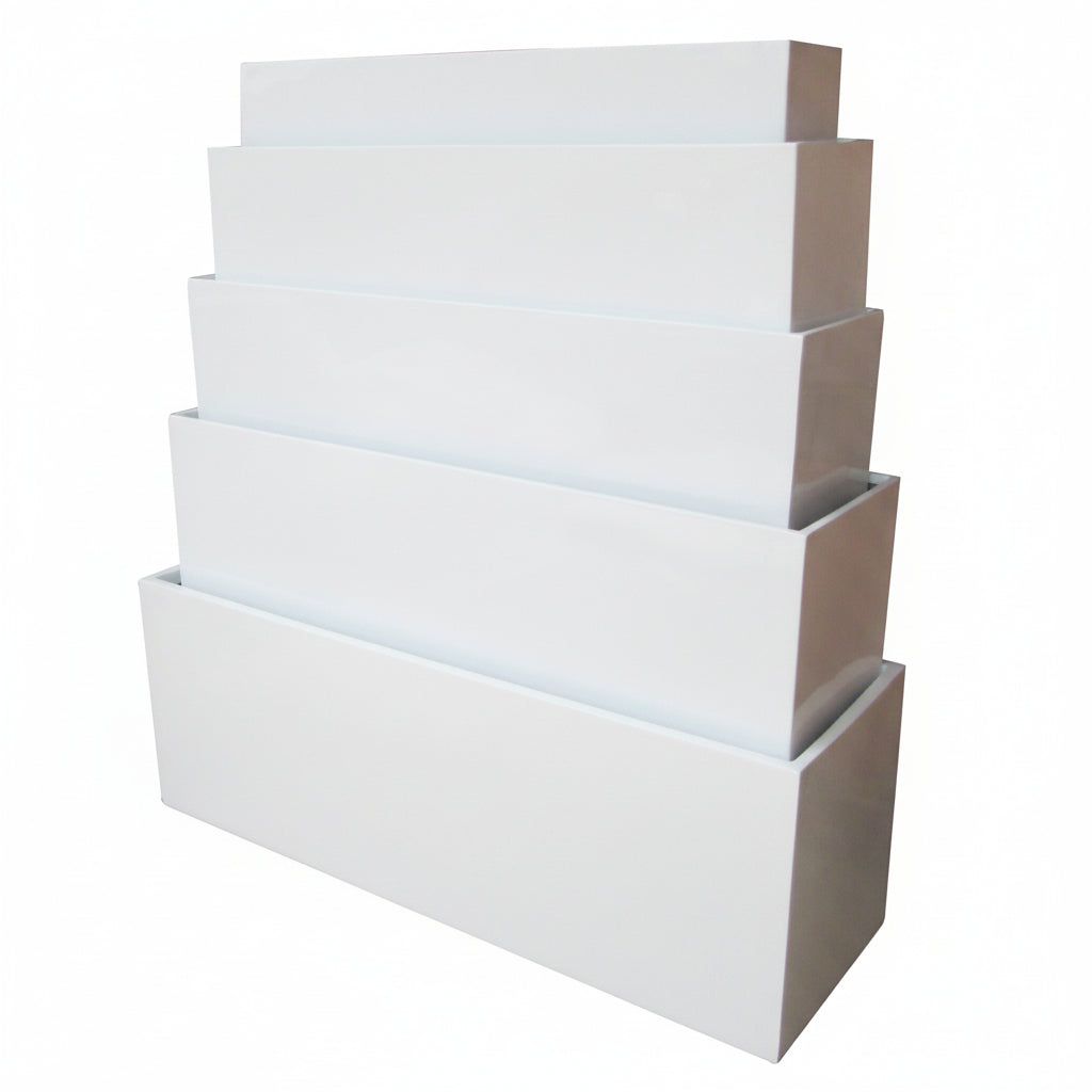 Modern Rectangle Huge Fibreglass Pot Matte White