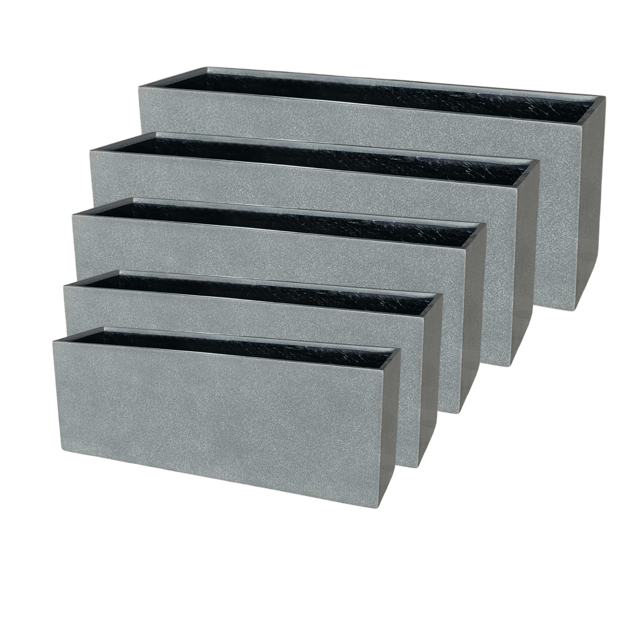 Modern Rectangle Huge Fibreglass Pot Mottled Grey