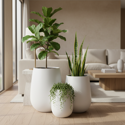 Contemporary Tall Vase Fibreglass Pot Matte White