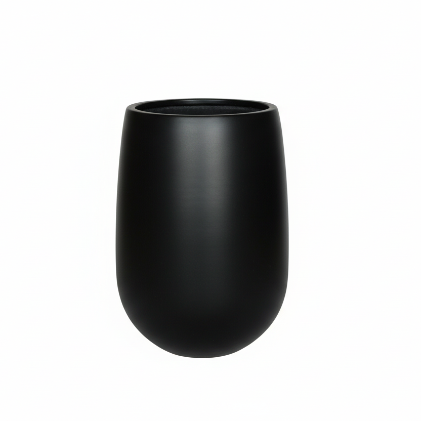 Contemporary Tall Vase Fibreglass Pot Matte Black
