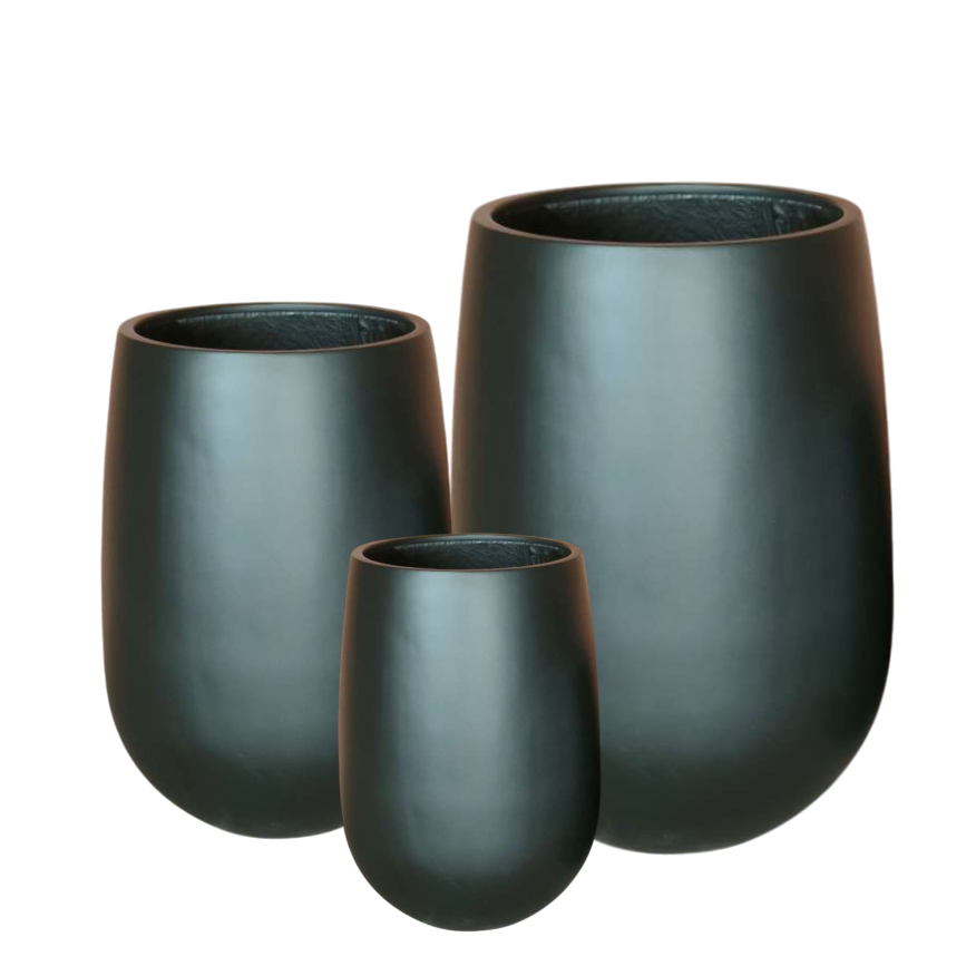 Contemporary Tall Vase Fibreglass Pot Matte Black