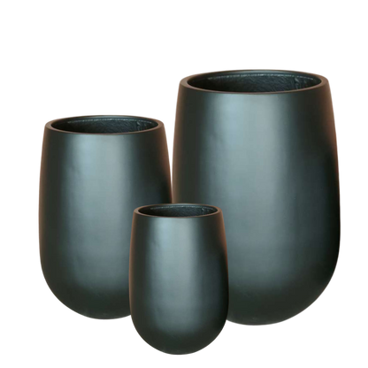 Contemporary Tall Vase Fibreglass Pot Matte Black