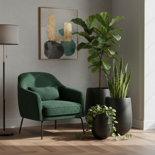 Contemporary Tall Vase Fibreglass Pot Matte Black