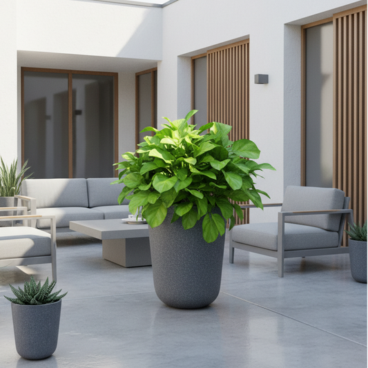 Long John Fibreglass Pot Mottled Grey