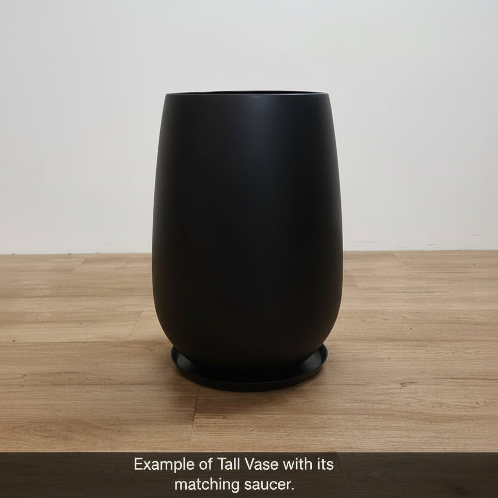 Contemporary Tall Vase Fibreglass Pot Matte Black